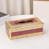 Maxbell European Style Tissue Box Napkin Paper Holder for Home Tabletop Decoration Gold Red