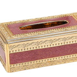 Maxbell European Style Tissue Box Napkin Paper Holder for Home Tabletop Decoration Gold Red