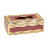 Maxbell European Style Tissue Box Napkin Paper Holder for Home Tabletop Decoration Gold Red