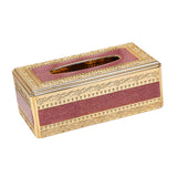 Maxbell European Style Tissue Box Napkin Paper Holder for Home Tabletop Decoration Gold Red