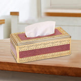 Maxbell European Style Tissue Box Napkin Paper Holder for Home Tabletop Decoration Gold Red