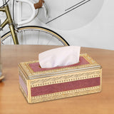 Maxbell European Style Tissue Box Napkin Paper Holder for Home Tabletop Decoration Gold Red