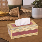 Maxbell European Style Tissue Box Napkin Paper Holder for Home Tabletop Decoration Gold Red