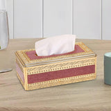 Maxbell European Style Tissue Box Napkin Paper Holder for Home Tabletop Decoration Gold Red
