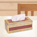 Maxbell European Style Tissue Box Napkin Paper Holder for Home Tabletop Decoration Gold Red