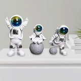 Maxbell Astronaut Figure Spaceman Sculpture Resin Statue Ornament for Office Party 3pcs