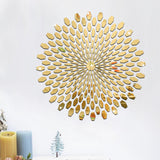 Maxbell Mirror Wall Stickers Round Decal Creative for Home Kitchen TV Background Gold