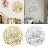 Maxbell Mirror Wall Stickers Round Decal Creative for Home Kitchen TV Background Gold