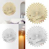 Maxbell Mirror Wall Stickers Round Decal Creative for Home Kitchen TV Background Gold