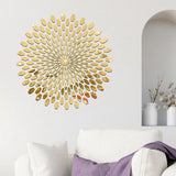 Maxbell Mirror Wall Stickers Round Decal Creative for Home Kitchen TV Background Gold