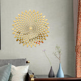 Maxbell Mirror Wall Stickers Round Decal Creative for Home Kitchen TV Background Gold