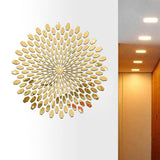 Maxbell Mirror Wall Stickers Round Decal Creative for Home Kitchen TV Background Gold