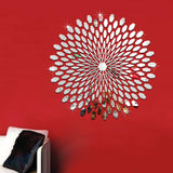 Maxbell Mirror Wall Stickers Round Decal Creative for Home Kitchen TV Background Silver