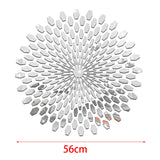 Maxbell Mirror Wall Stickers Round Decal Creative for Home Kitchen TV Background Silver