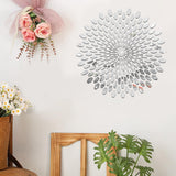 Maxbell Mirror Wall Stickers Round Decal Creative for Home Kitchen TV Background Silver