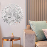 Maxbell Mirror Wall Stickers Round Decal Creative for Home Kitchen TV Background Silver