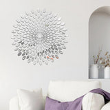Maxbell Mirror Wall Stickers Round Decal Creative for Home Kitchen TV Background Silver