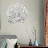 Maxbell Mirror Wall Stickers Round Decal Creative for Home Kitchen TV Background Silver