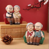 Maxbell Loving Elderly Couple Figurines Grandparents Figure for Home Decoration