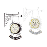 Maxbell Double Sided Wall Clock Round Wall Hanging Clock for Home Outdoor Porch White