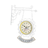 Maxbell Double Sided Wall Clock Round Wall Hanging Clock for Home Outdoor Porch White