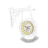 Maxbell Double Sided Wall Clock Round Wall Hanging Clock for Home Outdoor Porch White