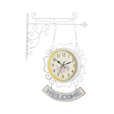 Maxbell Double Sided Wall Clock Round Wall Hanging Clock for Home Outdoor Porch White