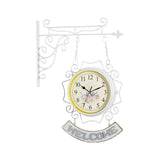 Maxbell Double Sided Wall Clock Round Wall Hanging Clock for Home Outdoor Porch White