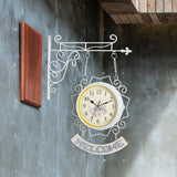 Maxbell Double Sided Wall Clock Round Wall Hanging Clock for Home Outdoor Porch White