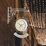 Maxbell Double Sided Wall Clock Round Wall Hanging Clock for Home Outdoor Porch White