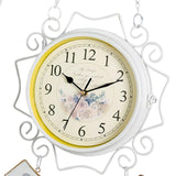 Maxbell Double Sided Wall Clock Round Wall Hanging Clock for Home Outdoor Porch White