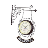 Maxbell Double Sided Wall Clock Round Wall Hanging Clock for Home Outdoor Porch Coffee