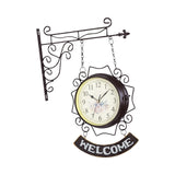Maxbell Double Sided Wall Clock Round Wall Hanging Clock for Home Outdoor Porch Coffee