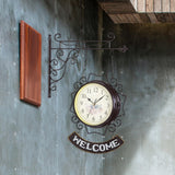 Maxbell Double Sided Wall Clock Round Wall Hanging Clock for Home Outdoor Porch Coffee