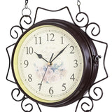 Maxbell Double Sided Wall Clock Round Wall Hanging Clock for Home Outdoor Porch Coffee
