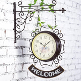 Maxbell Double Sided Wall Clock Round Wall Hanging Clock for Home Outdoor Porch Coffee