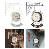 Maxbell Double Sided Wall Clock Creative Classic Iron for Bedroom Outdoor Hallway White