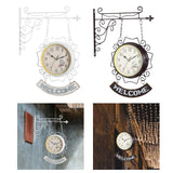 Maxbell Double Sided Wall Clock Creative Classic Iron for Bedroom Outdoor Hallway White