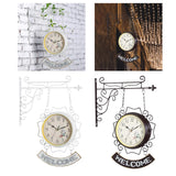 Maxbell Double Sided Wall Clock Creative Classic Iron for Bedroom Outdoor Hallway White