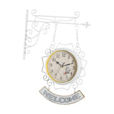 Maxbell Double Sided Wall Clock Creative Classic Iron for Bedroom Outdoor Hallway White