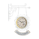 Maxbell Double Sided Wall Clock Creative Classic Iron for Bedroom Outdoor Hallway White
