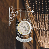 Maxbell Double Sided Wall Clock Creative Classic Iron for Bedroom Outdoor Hallway White