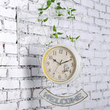 Maxbell Double Sided Wall Clock Creative Classic Iron for Bedroom Outdoor Hallway White