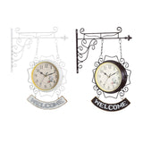 Maxbell Double Sided Wall Clock Creative Classic Iron for Bedroom Outdoor Hallway White