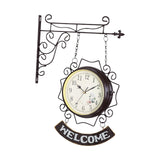 Maxbell Double Sided Wall Clock Creative Classic Iron for Bedroom Outdoor Hallway Coffee