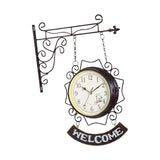 Maxbell Double Sided Wall Clock Creative Classic Iron for Bedroom Outdoor Hallway Coffee
