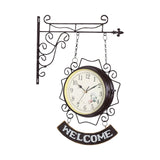 Maxbell Double Sided Wall Clock Creative Classic Iron for Bedroom Outdoor Hallway Coffee