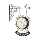 Maxbell Double Sided Wall Clock Creative Classic Iron for Bedroom Outdoor Hallway Coffee