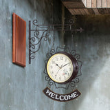 Maxbell Double Sided Wall Clock Creative Classic Iron for Bedroom Outdoor Hallway Coffee
