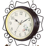 Maxbell Double Sided Wall Clock Creative Classic Iron for Bedroom Outdoor Hallway Coffee
